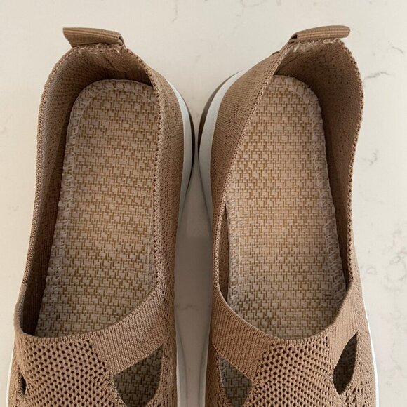 Women's Breathe Solid Color Soft Slip On Knit Orthopedic Sneaker Tan 40 - Picture 6 of 10